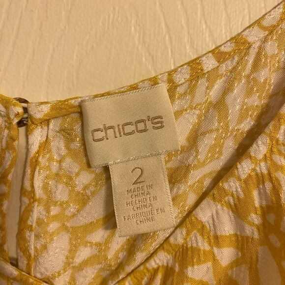 Chicos Weekend Womens Sunny Mosaic Cold-Shoulder Top 3/4 Sleeve Size 2 Medium - Picture 5 of 9